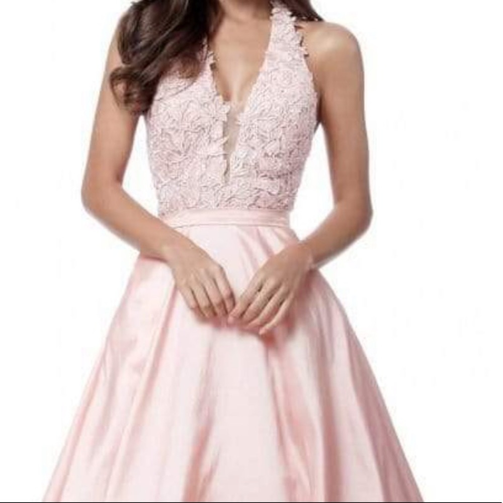 Sherri Hill Lace Appliquéd taffeta gown